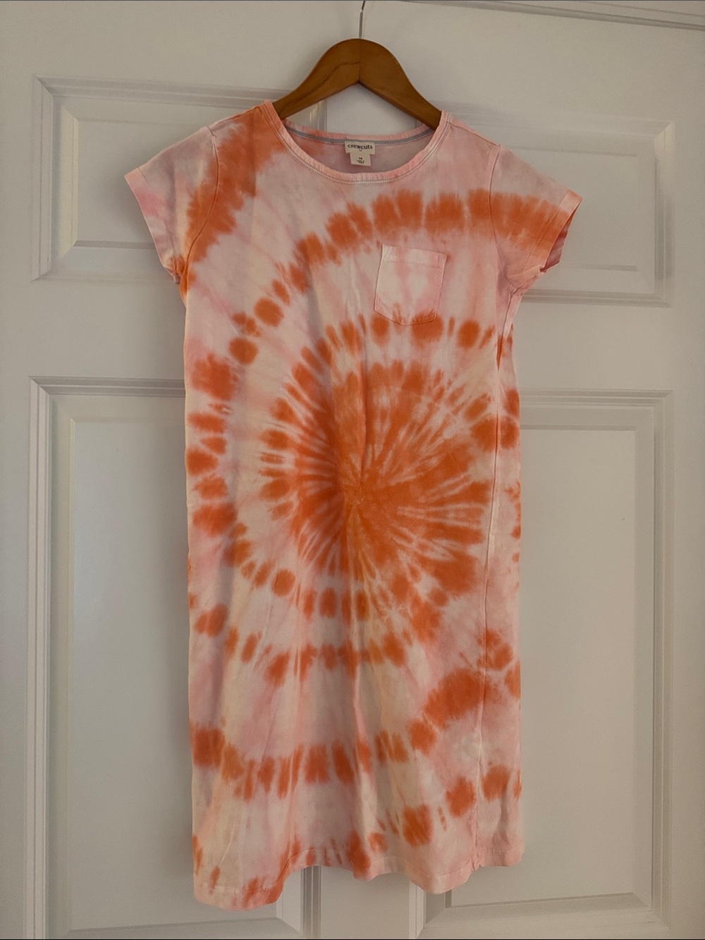 Crewcuts Orange & White Tie-Dye Short Sleeve Dress